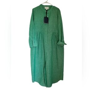 NWT Pomander Place Tuckernuck Sea Green Lydell Maxi Shirt Dress - Size M, Linen